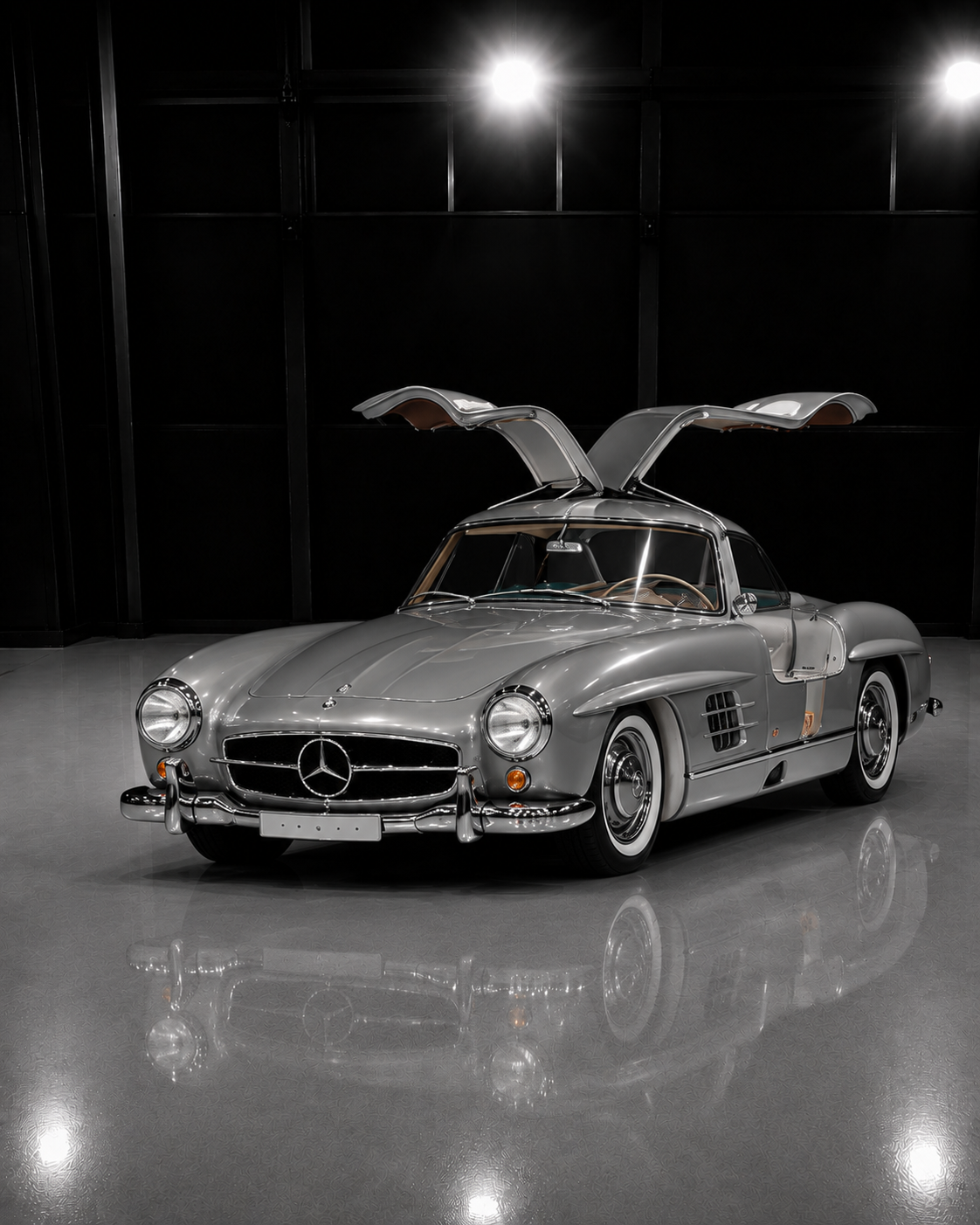 1955 Mercedes-Benz 300 SL Gullwing Coupé in a luxury automotive studio
